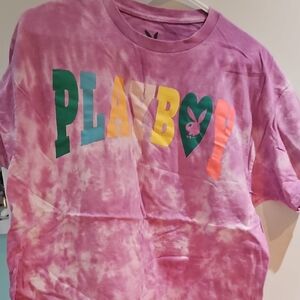 PLAYBOY Tie-Dye T-Shirt - Pink and Green